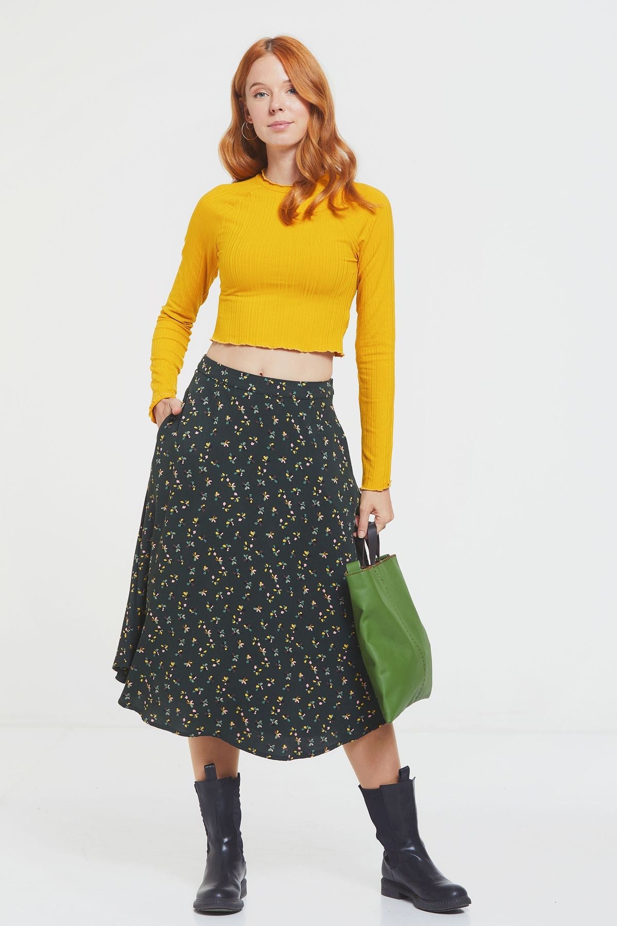 Boho Midi Skirt Green