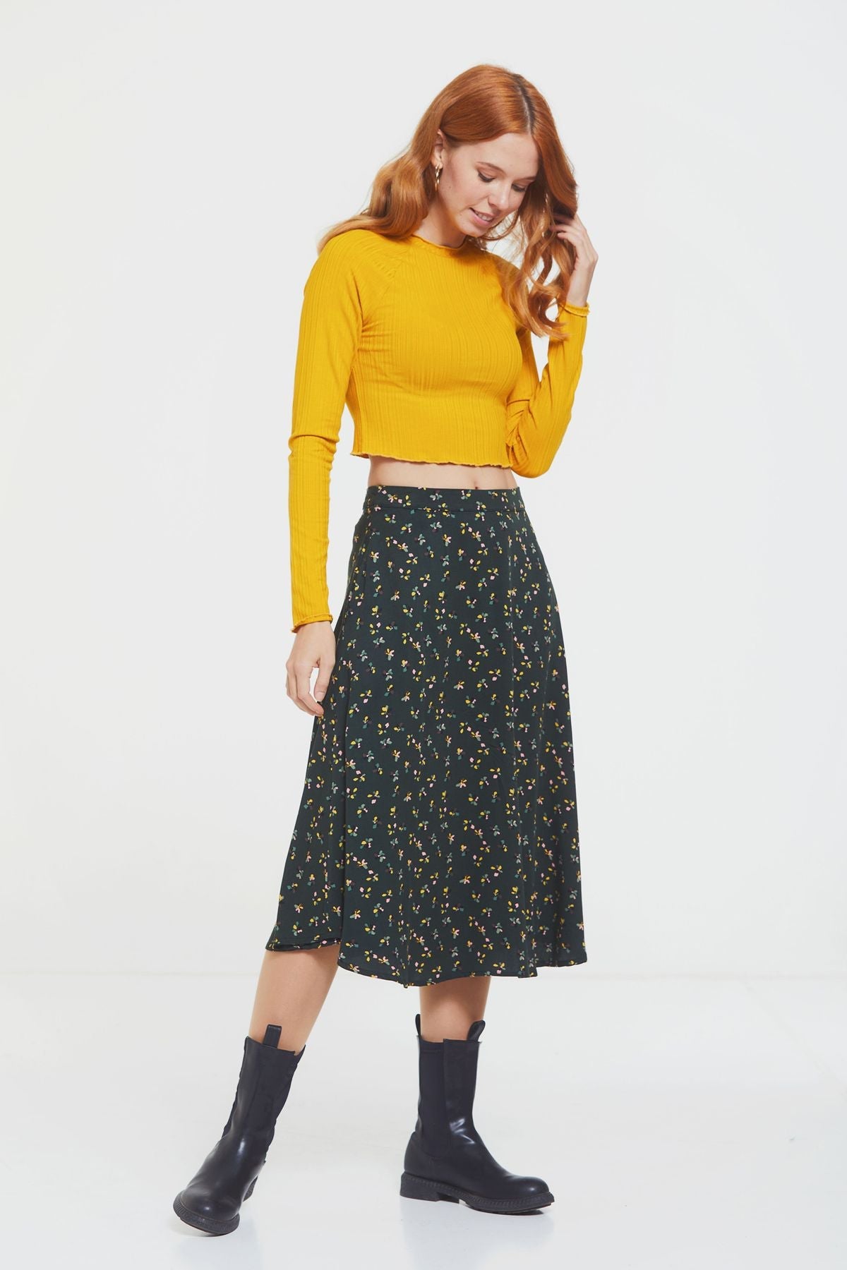 Boho Midi Skirt Green