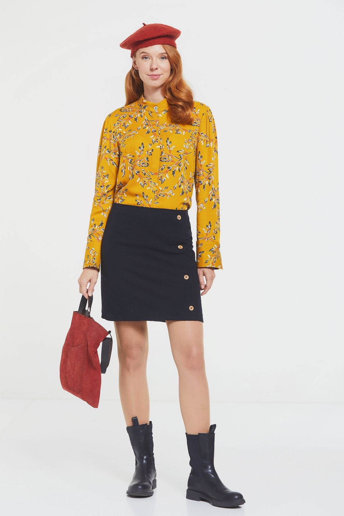 Cotton Mini Boho Skirt Black