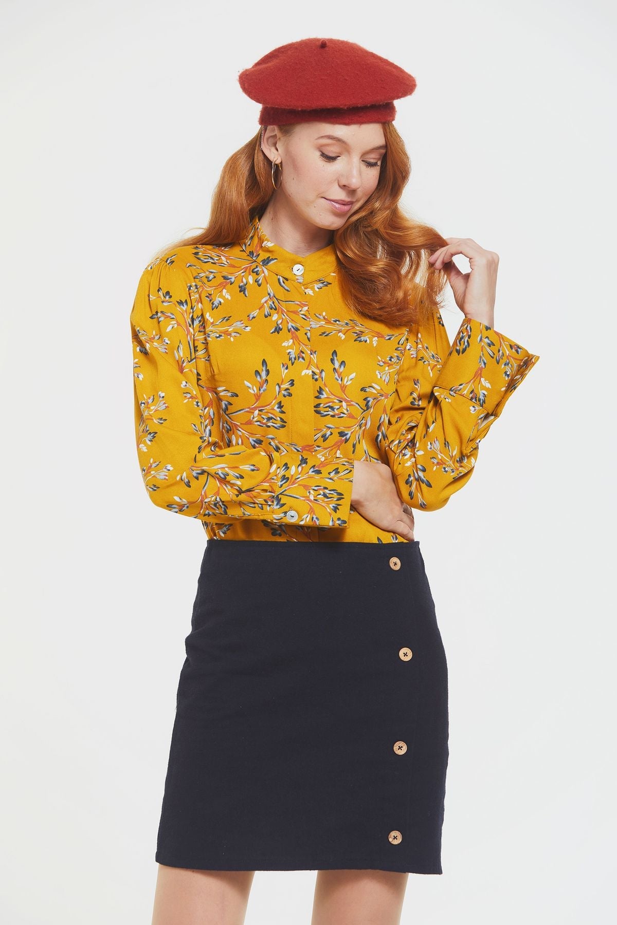 Cotton Mini Boho Skirt Black