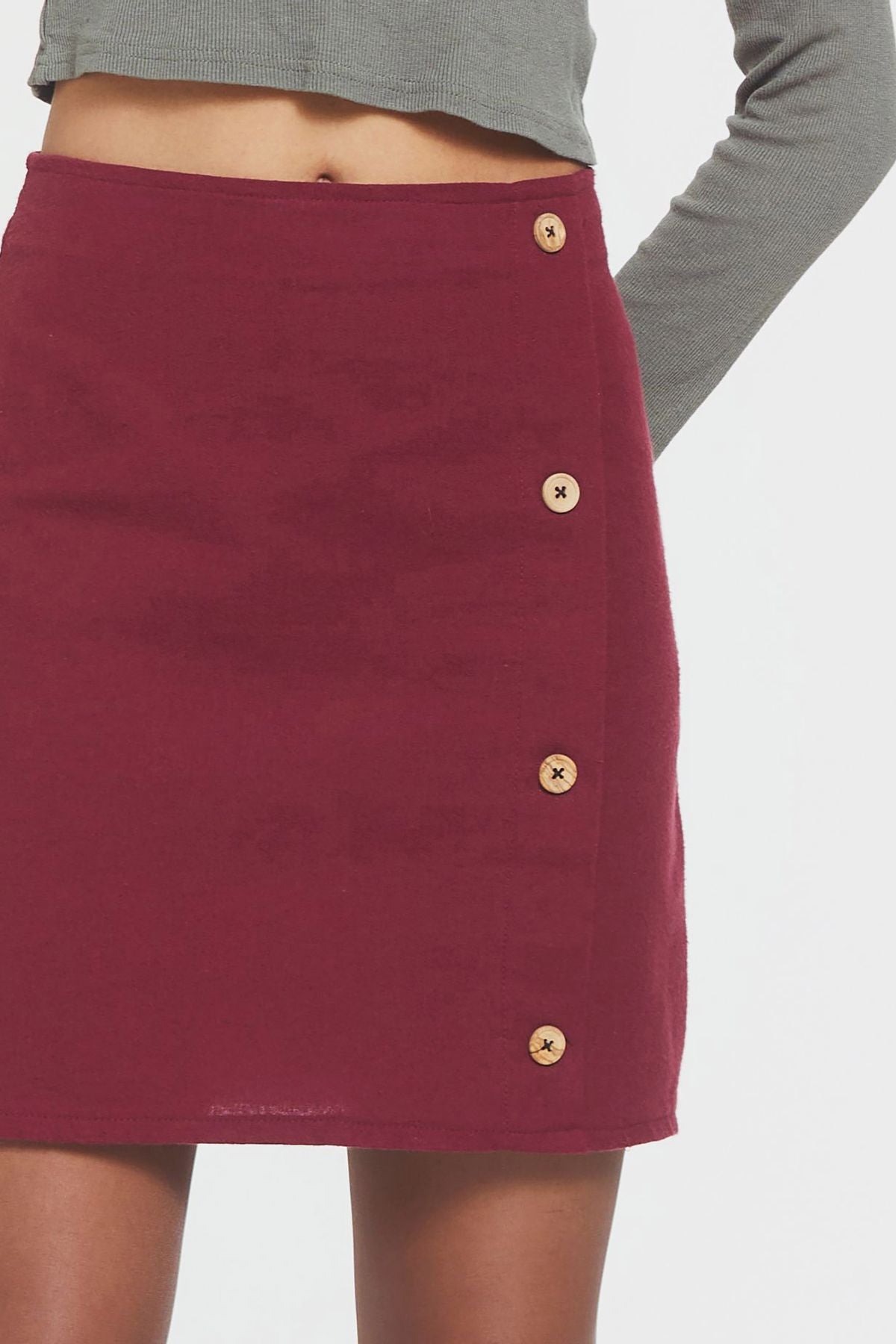 Cotton Mini Boho Skirt Dark Red