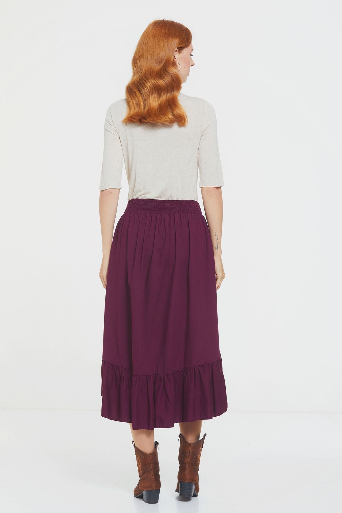 Hippie Midi Frill Skirt Purple
