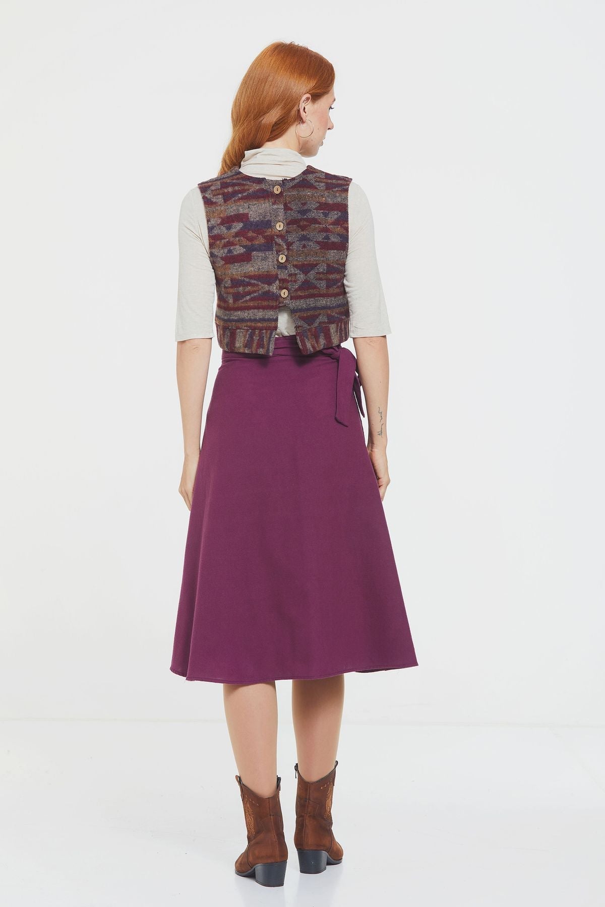 Midi Wrap Skirt Purple