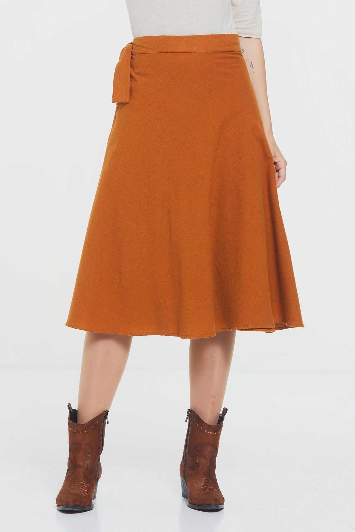 Midi Wrap Skirt Yellow
