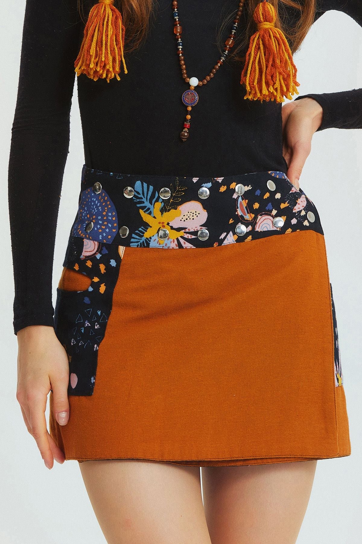 Reversible Mini Skirt Camel