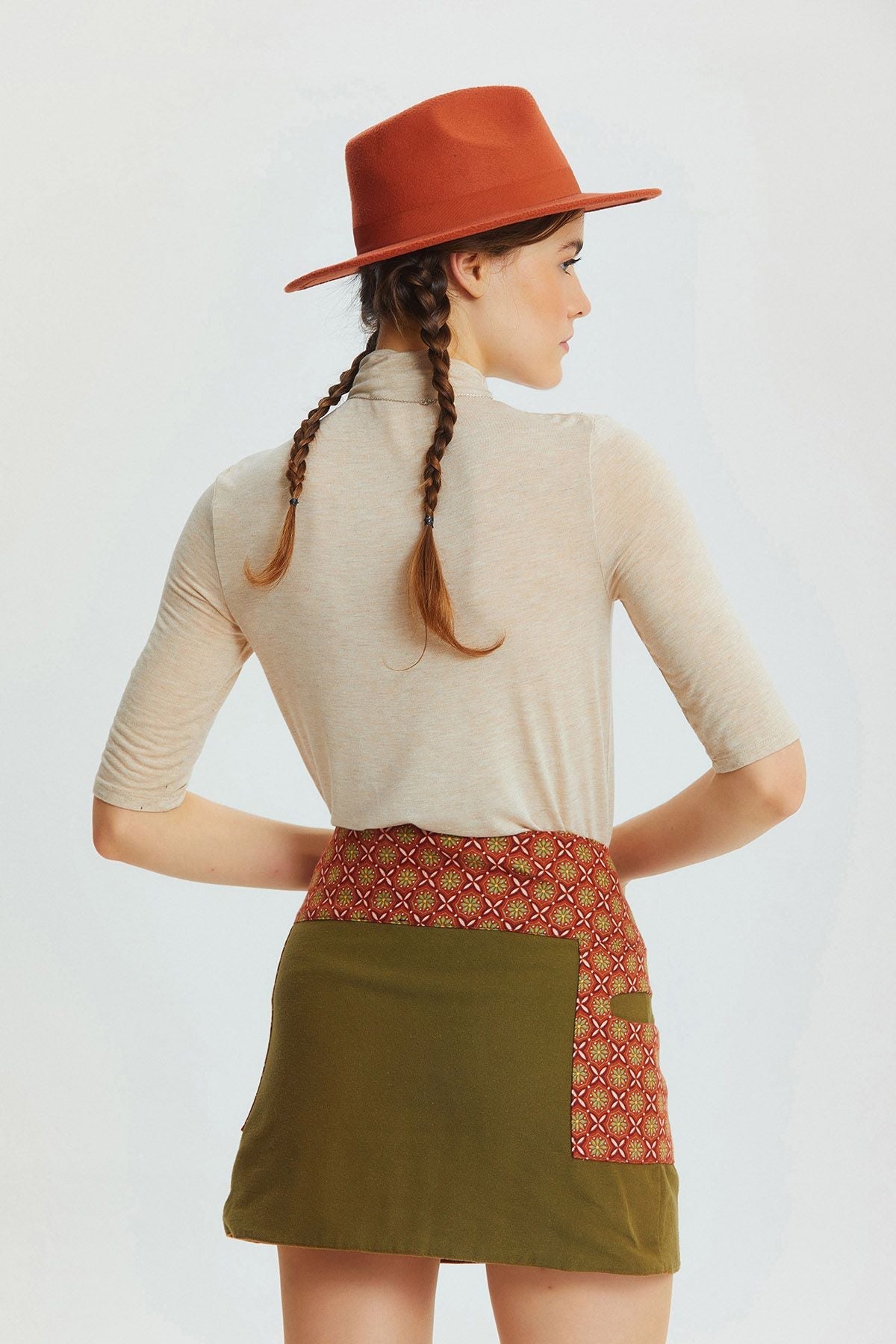 Reversible Mini Skirt Khaki