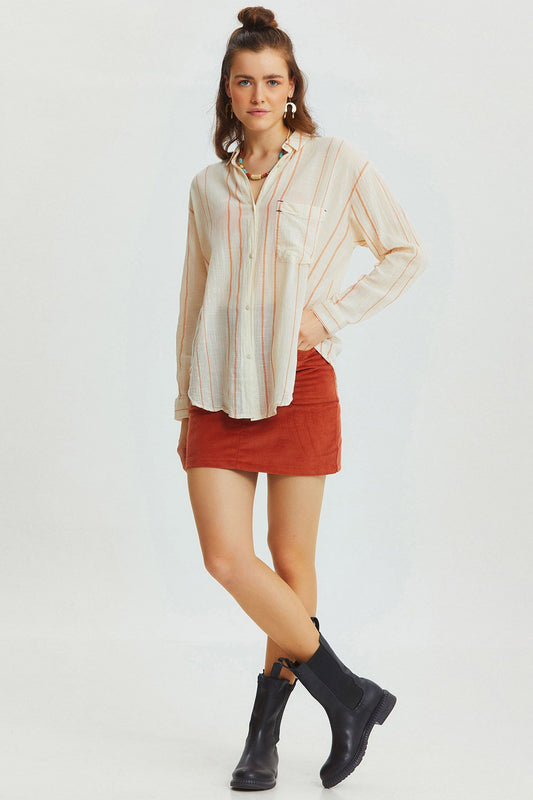 Bohemian Corduroy Mini Skirt Orange