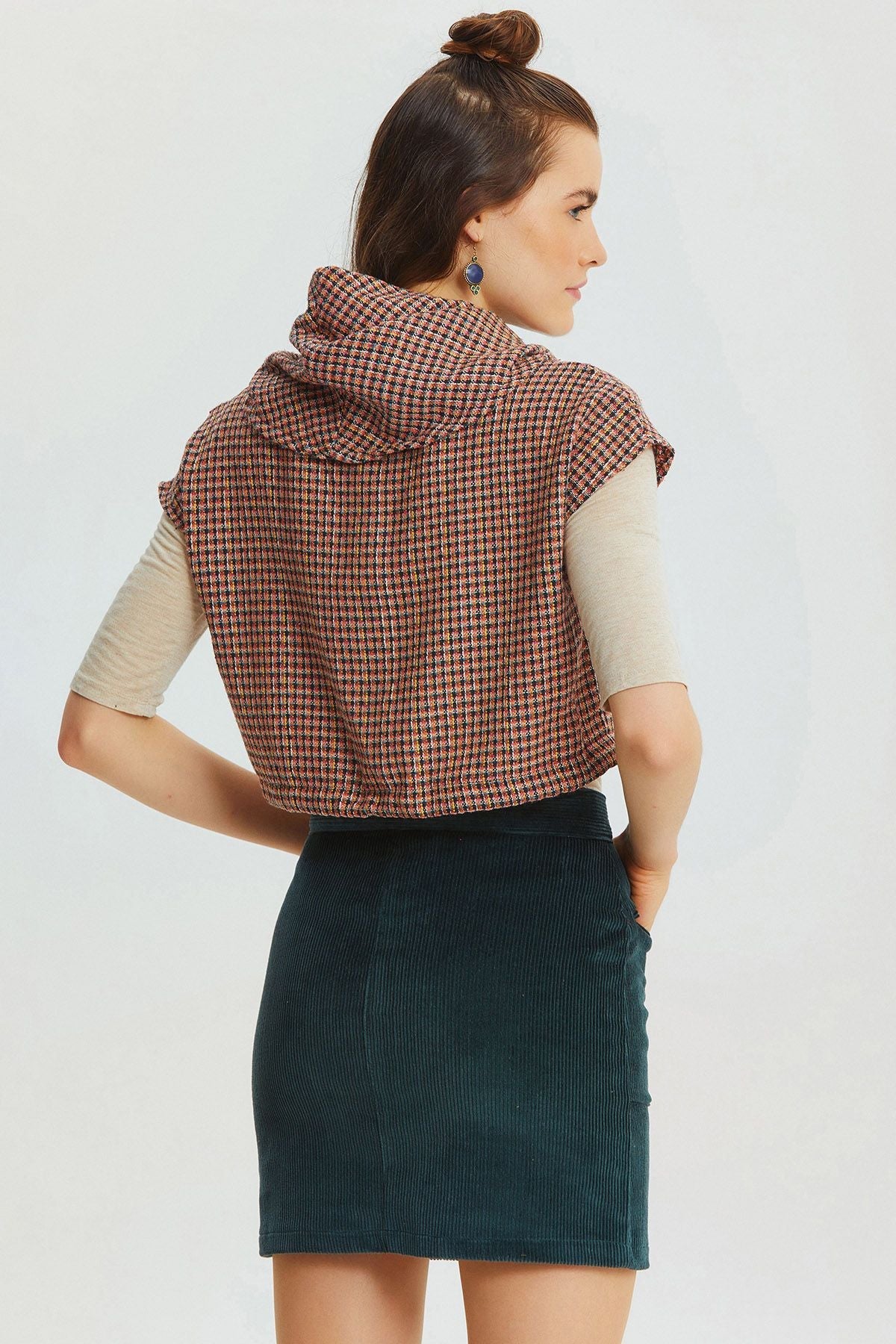 Bohemian Corduroy Mini Skirt Turquoise