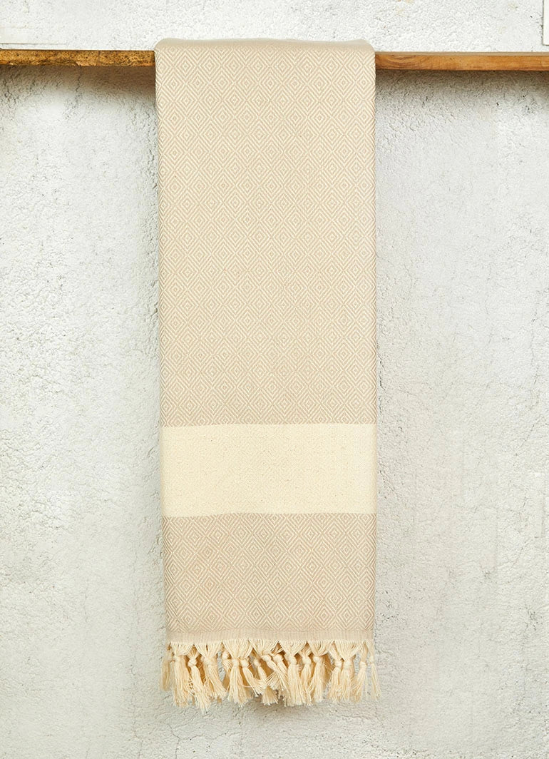 Diamond Pattern Hammam Towel Beige