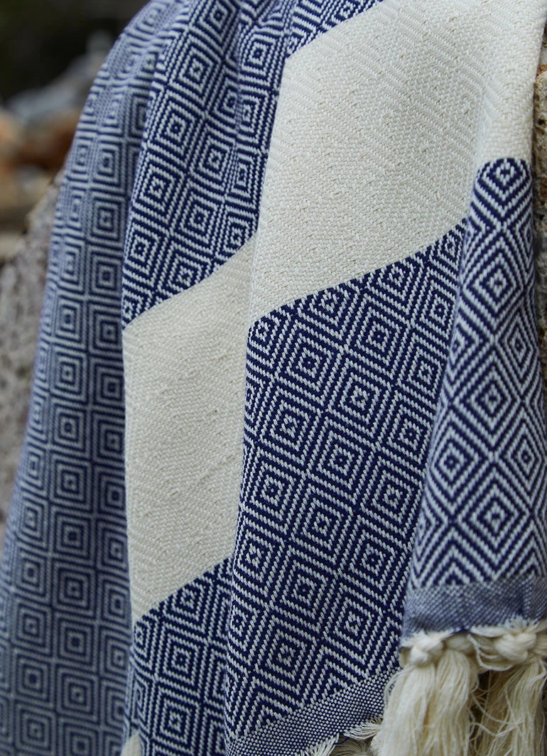 Diamond Pattern Hammam Towel Dark Blue