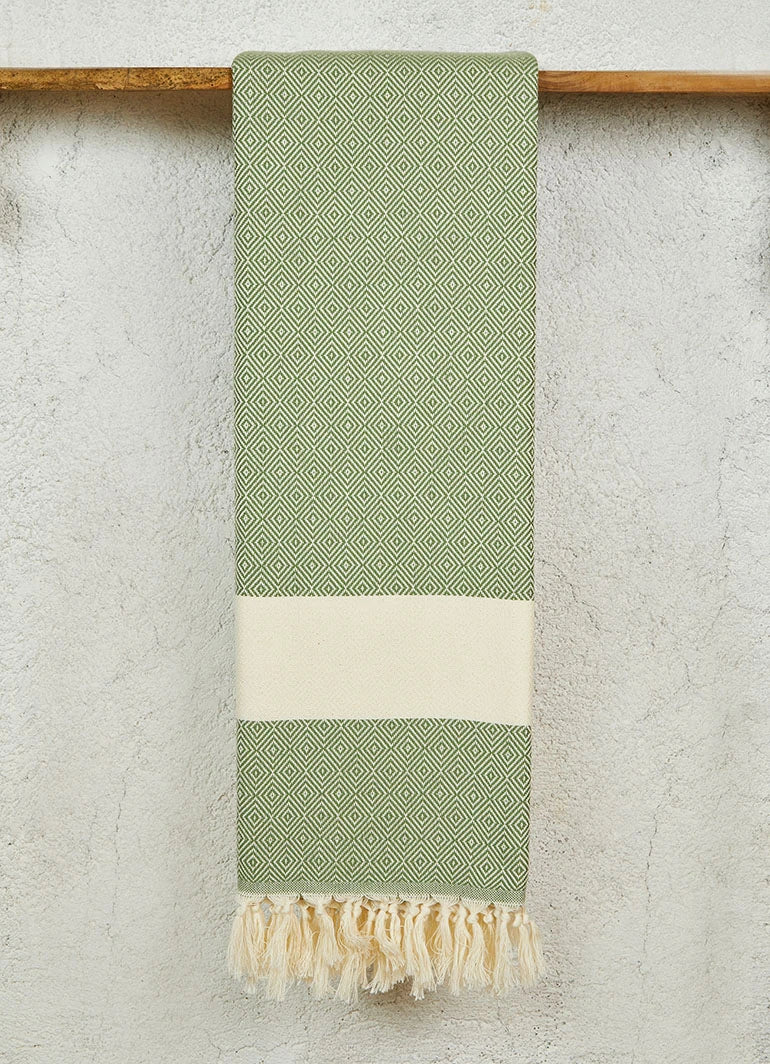 Diamond Pattern Hammam Towel Khaki