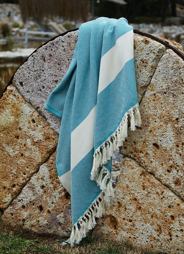 Diamond Pattern Hammam Towel Petrol