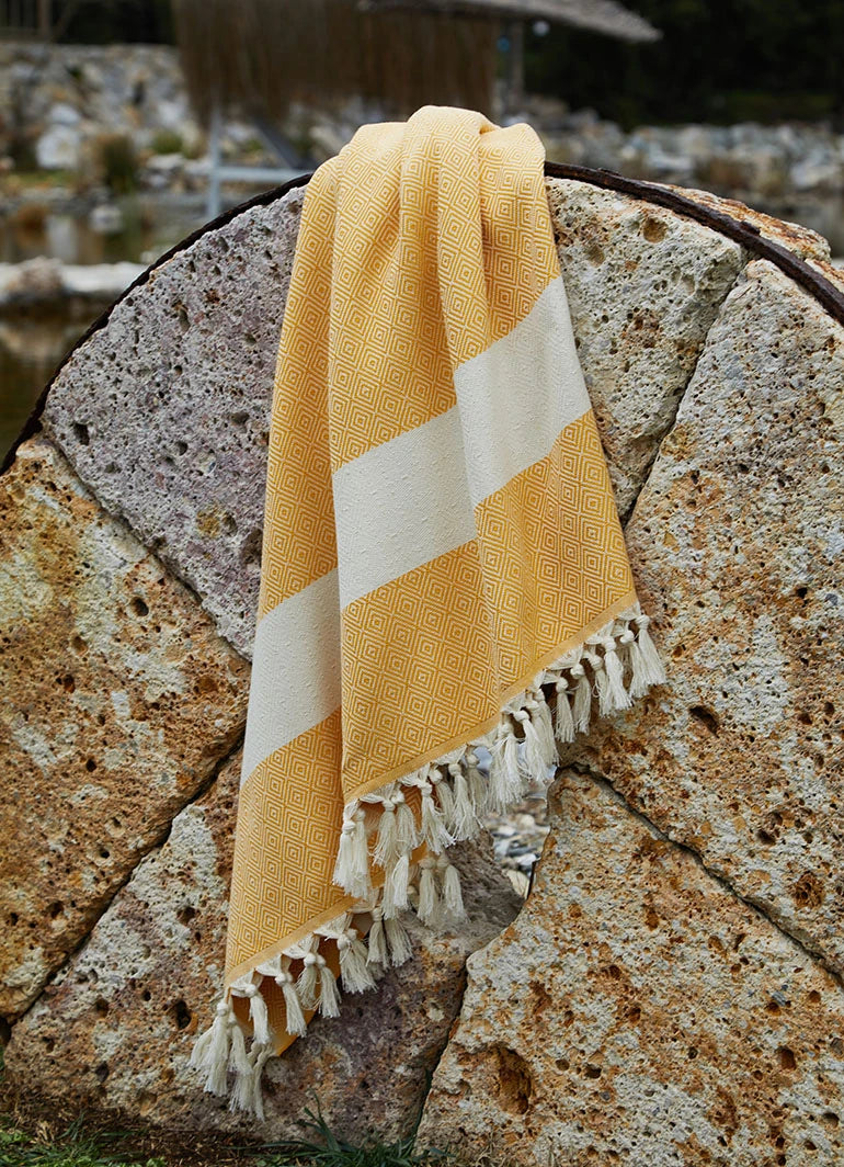 Diamond Pattern Hammam Towel Yellow