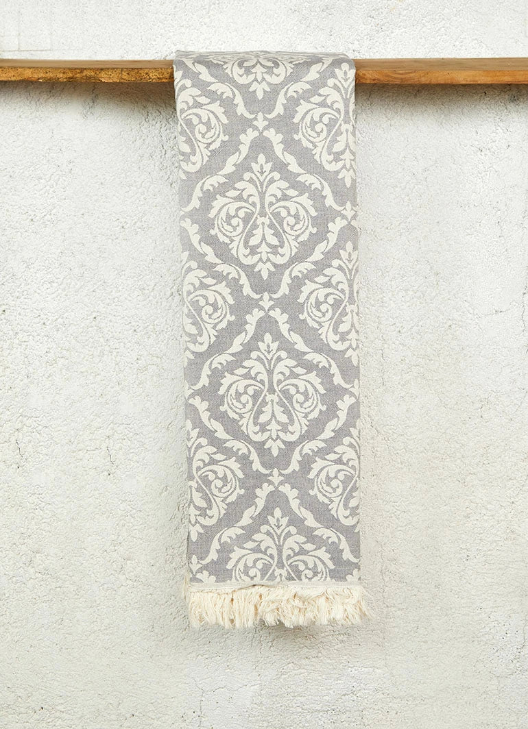 Ethnic Pattern Hammam Towel Gray