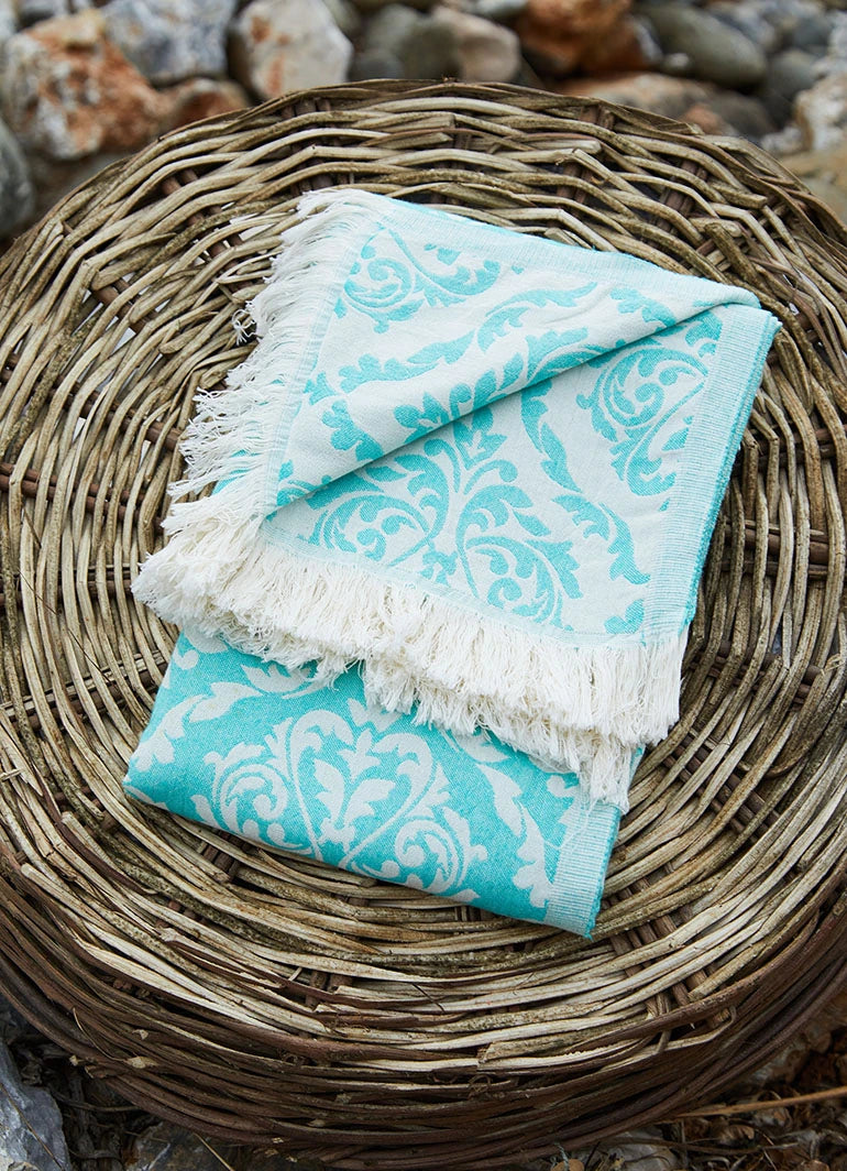 Ethnic Pattern Hammam Towel Turquoise
