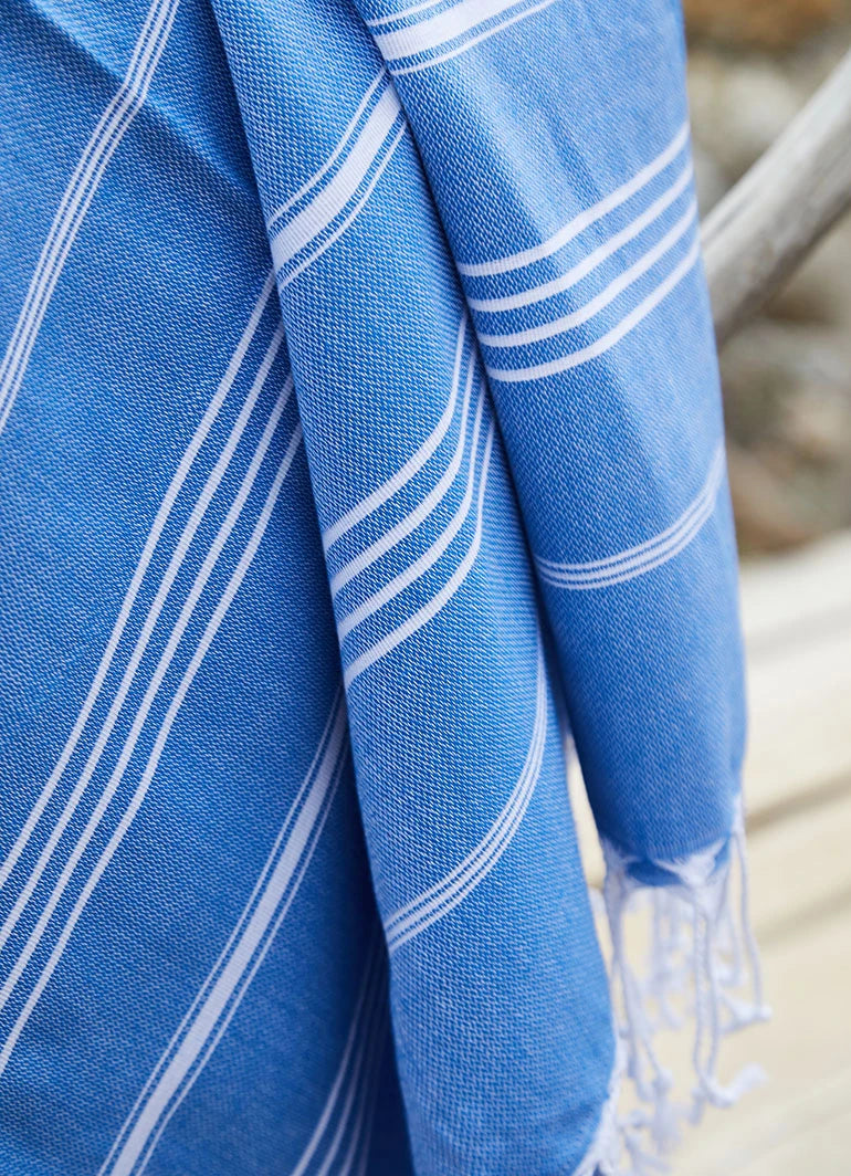 Classic Pattern Light Hammam Towel Blue