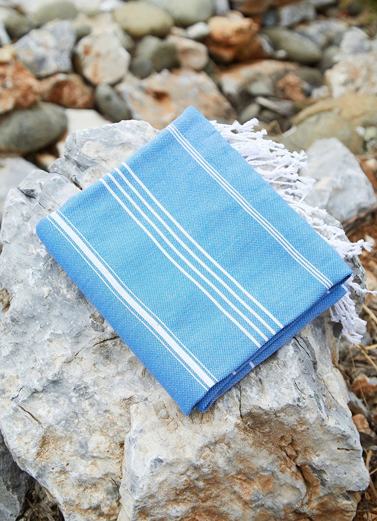 Classic Pattern Light Hammam Towel Blue