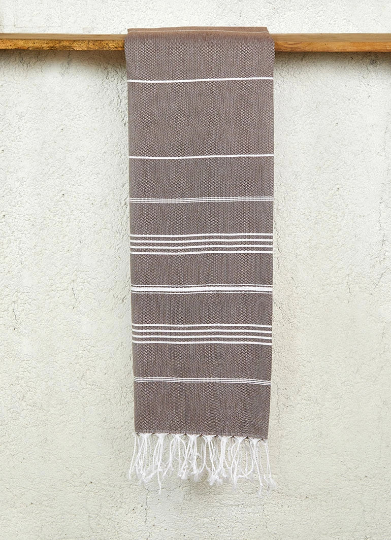 Classic Pattern Light Hammam Towel Brown