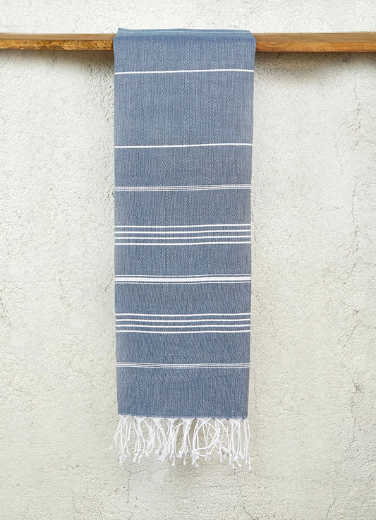 Classic Pattern Light Hammam Towel Dark Blue