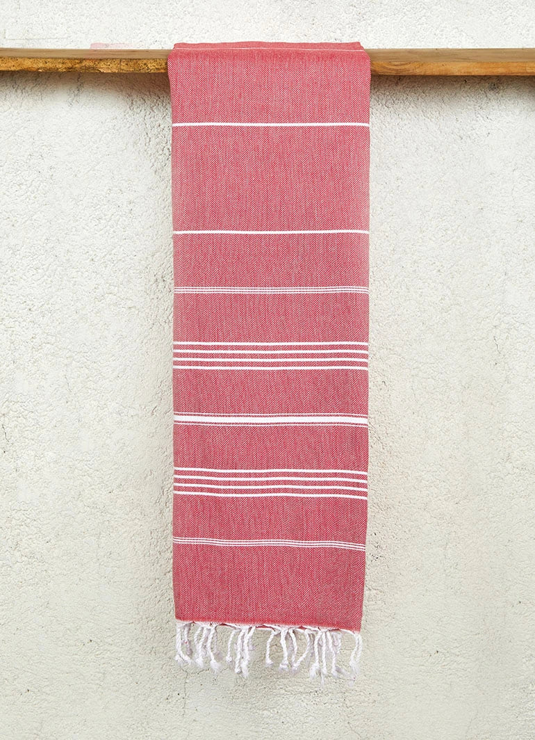 Classic Pattern Light Hammam Towel Red