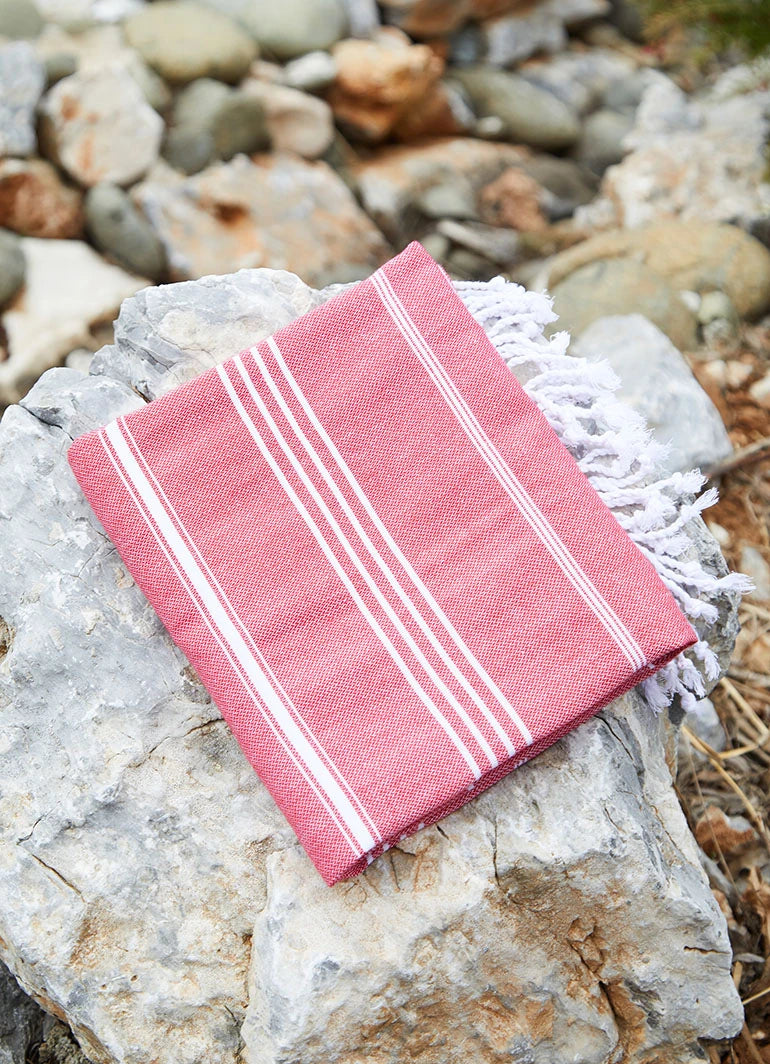 Classic Pattern Light Hammam Towel Red