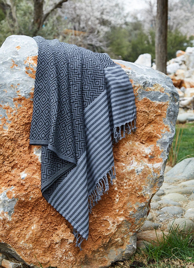 Tribal Pattern Hammam Towel Black