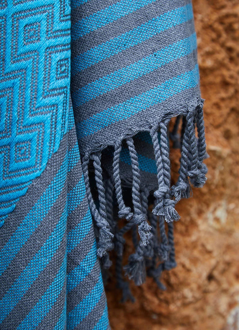 Tribal Pattern Hammam Towel Blue