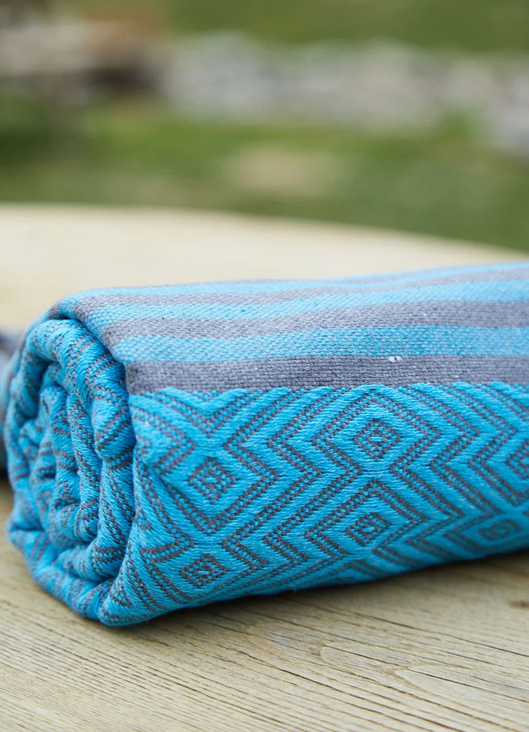 Tribal Pattern Hammam Towel Blue