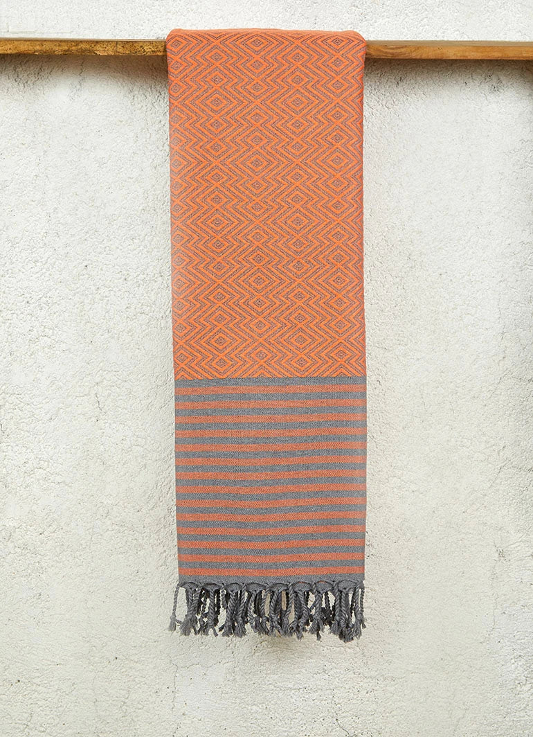 Tribal Pattern Hammam Towel Orange