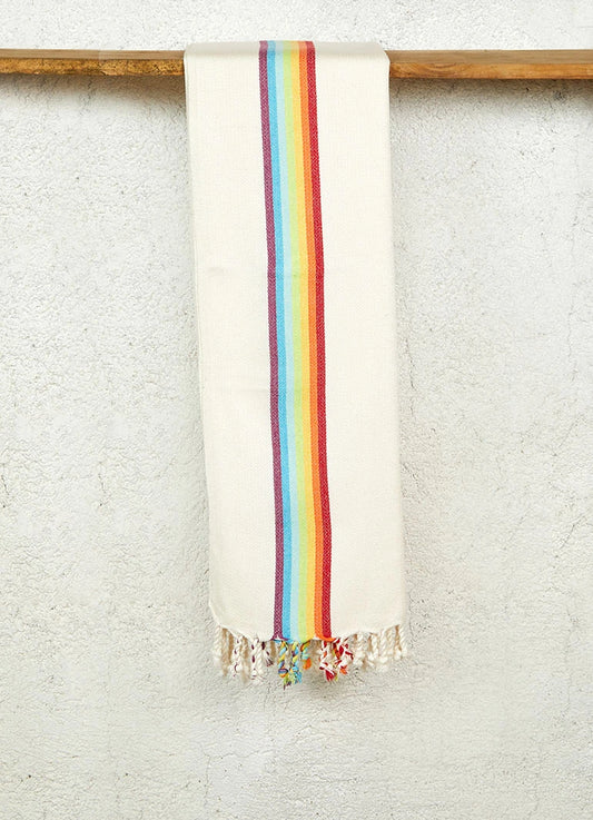 Rainbow Bamboo Hammam Towel Beige