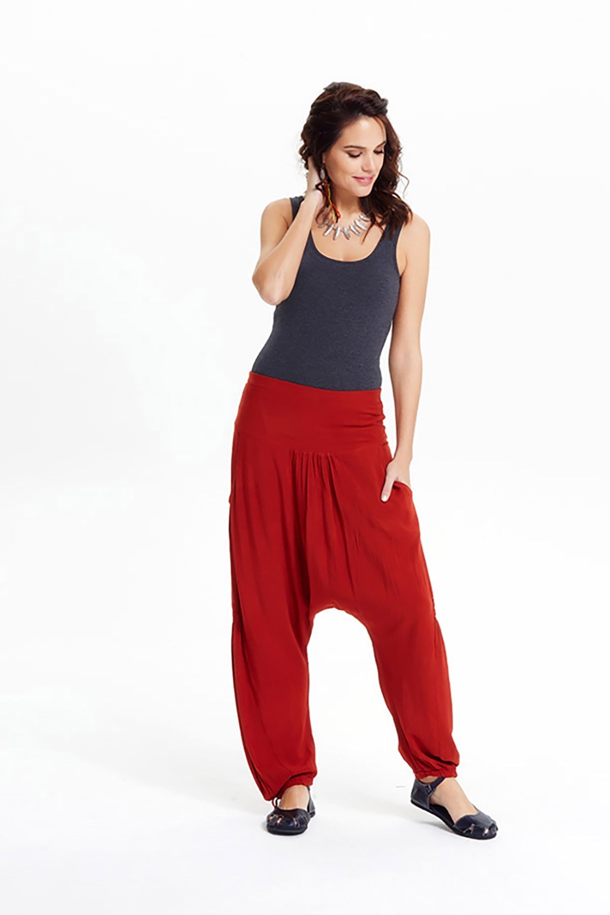 Maroon Boho Harem Pants