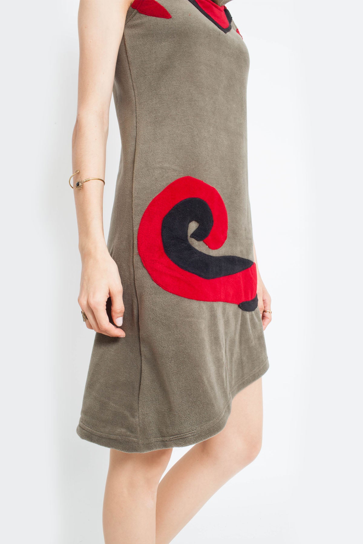 Sleeveless Hooded Khaki Boho Dress