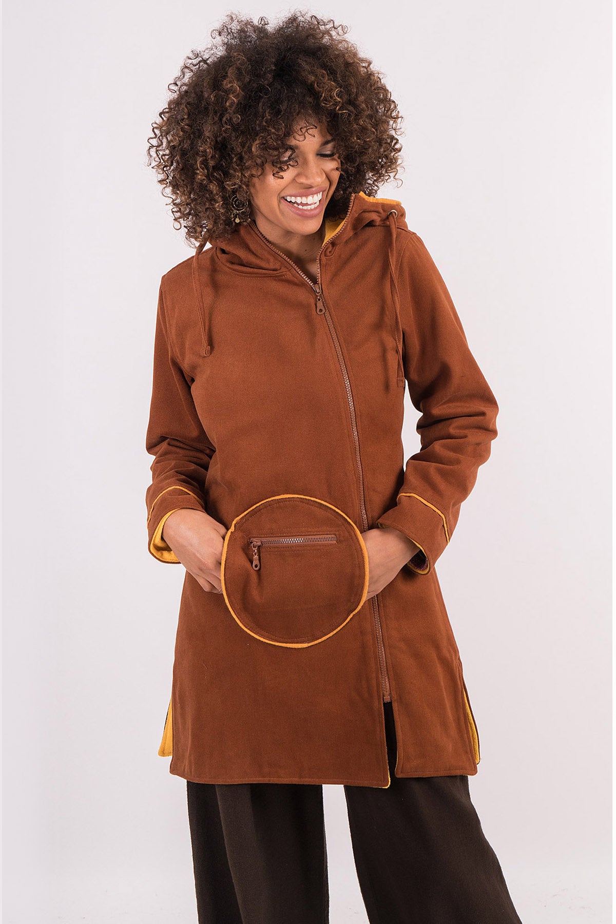 Orange Pocket Detail Coat