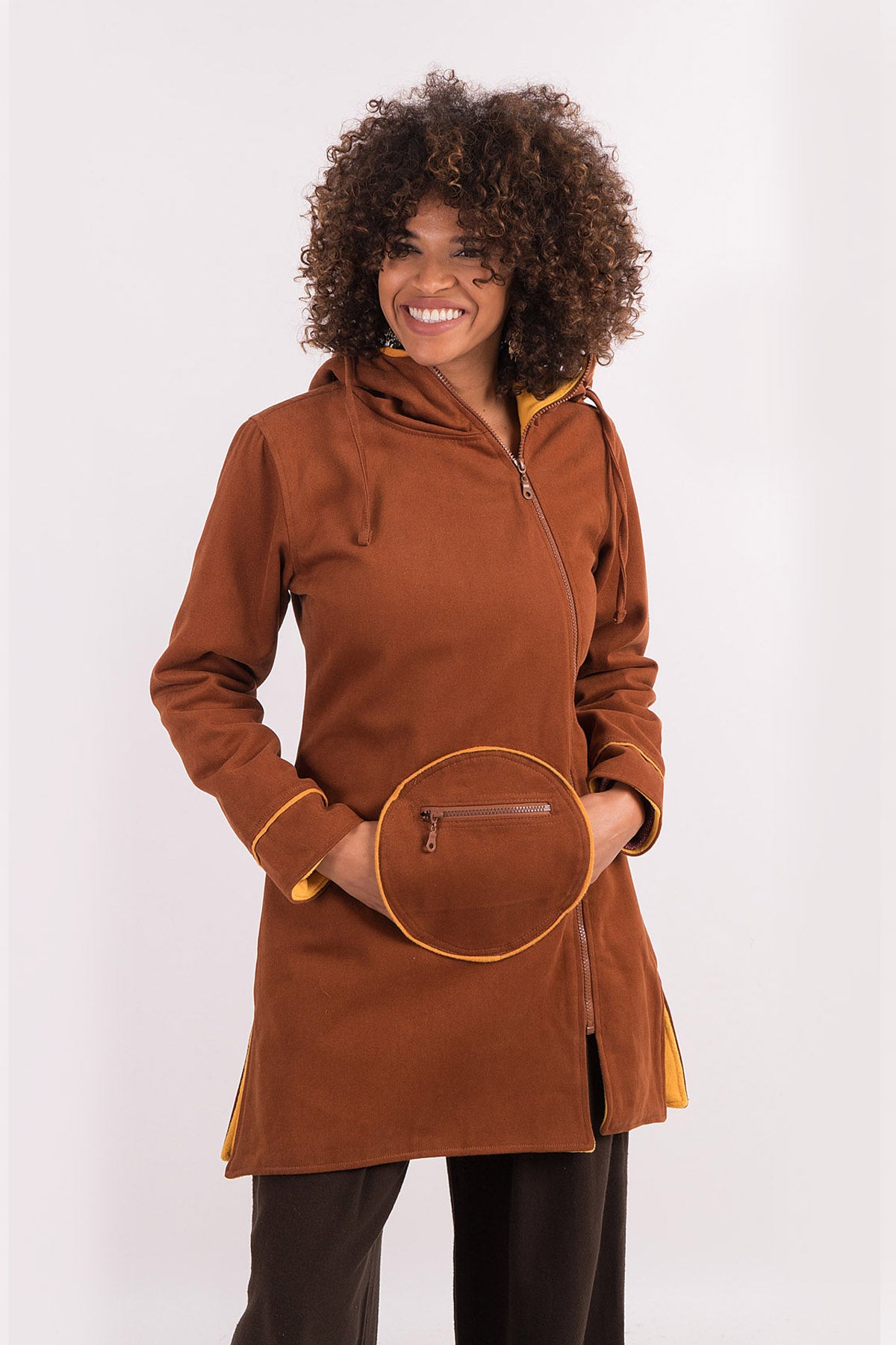 Orange Pocket Detail Coat