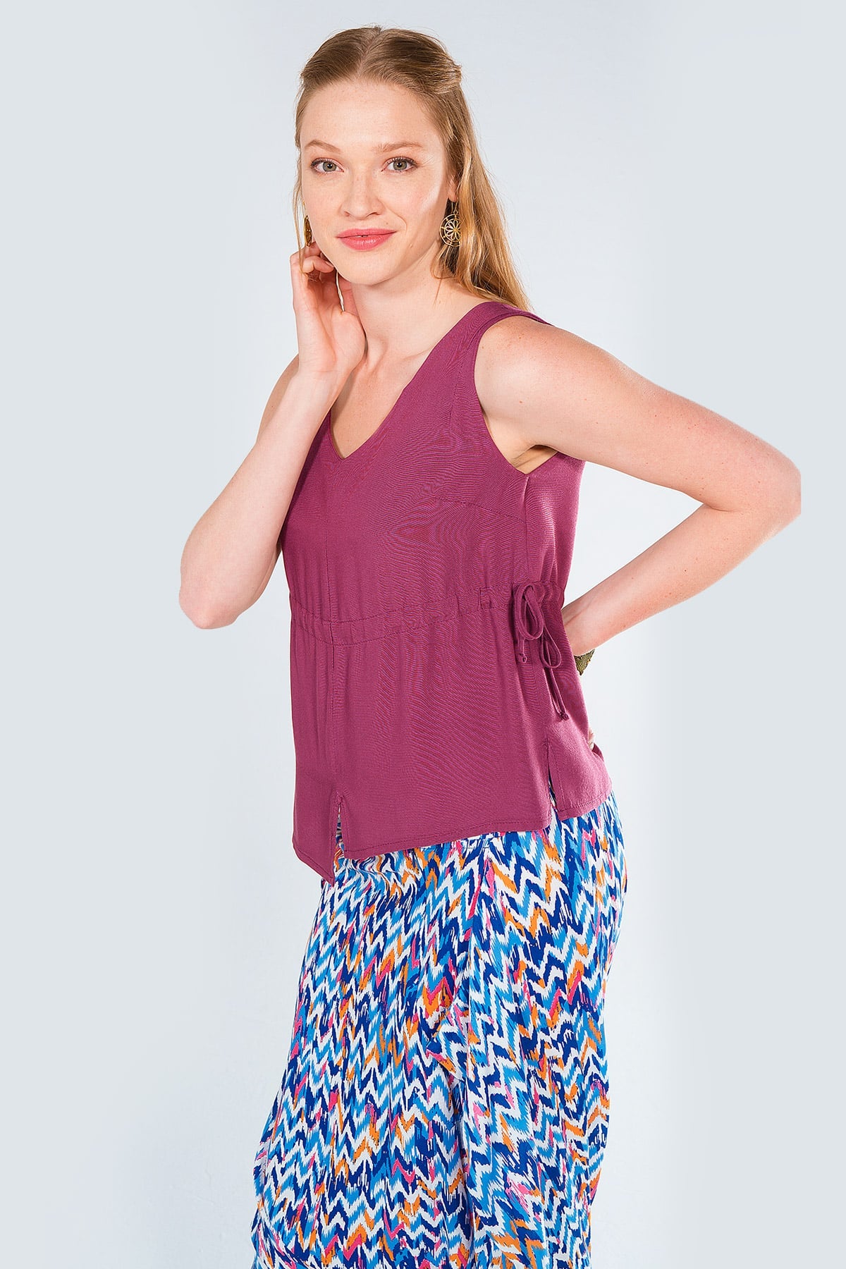 Purple Asymmetric Boho Top