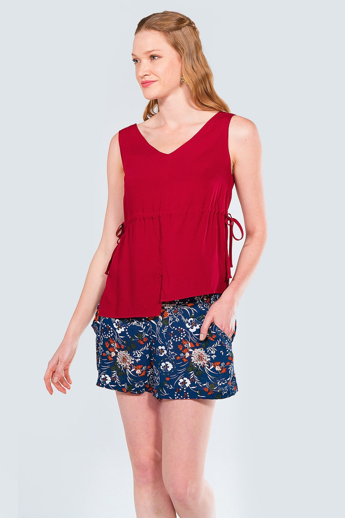 Maroon Asymmetric Boho Top