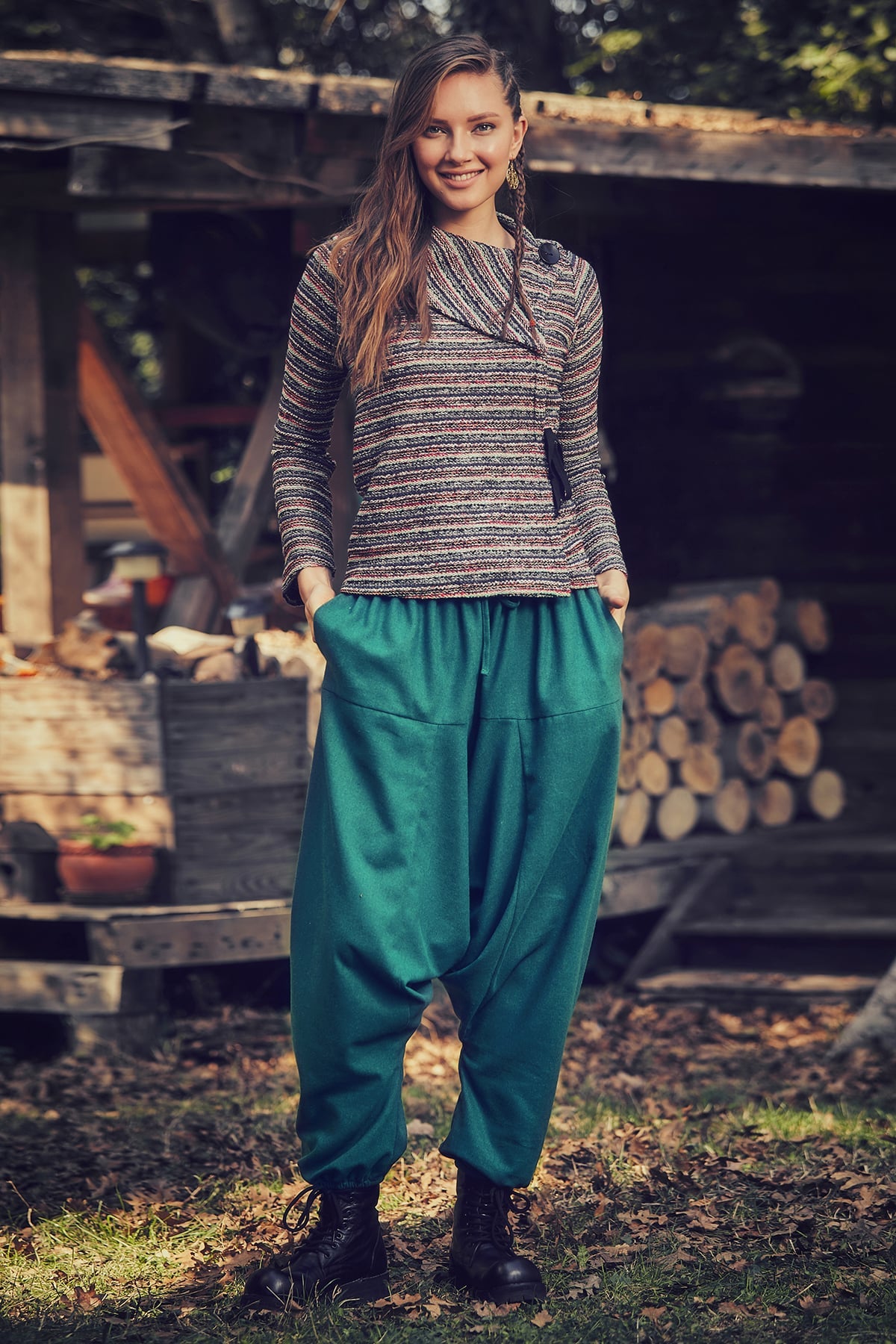 Women's Winter Harem Pants Green