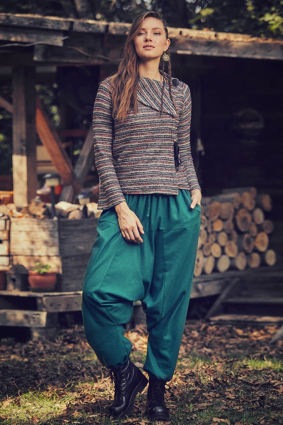 Women's Winter Harem Pants Green