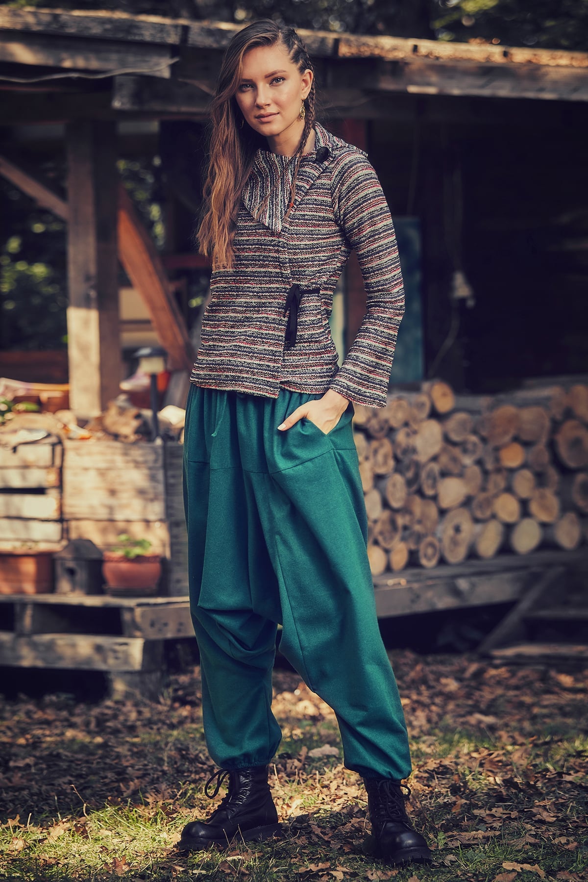 Women's Winter Harem Pants Green