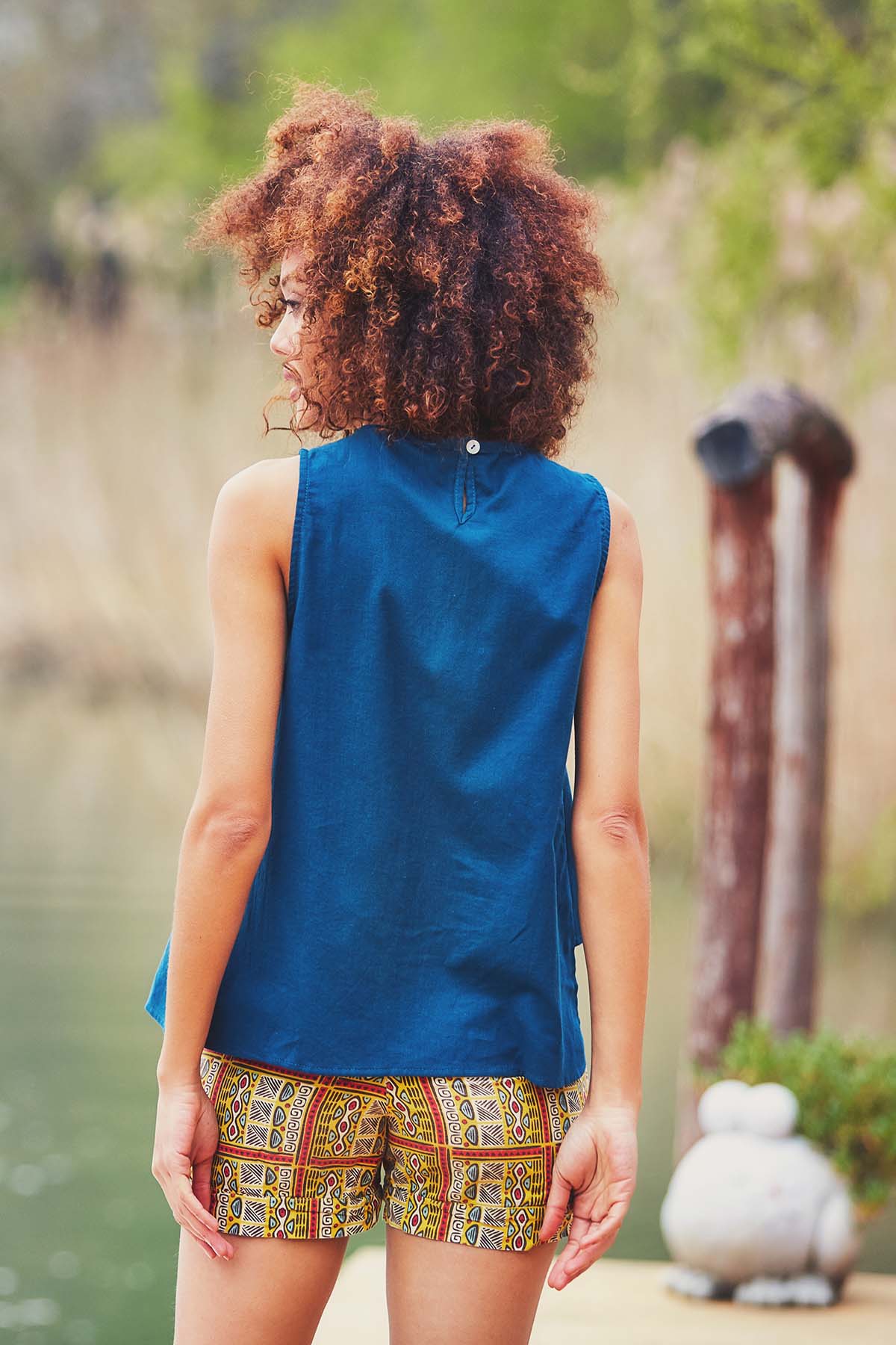 Asymmetric Cotton Top Blue