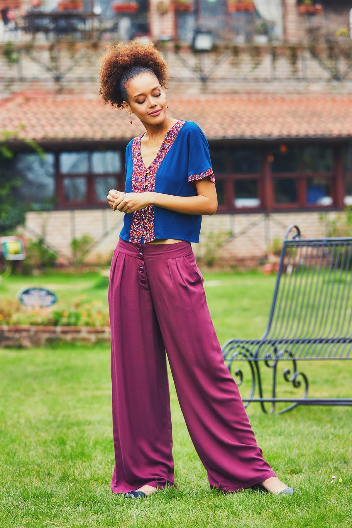 Purple Loose Fit Boho Pants