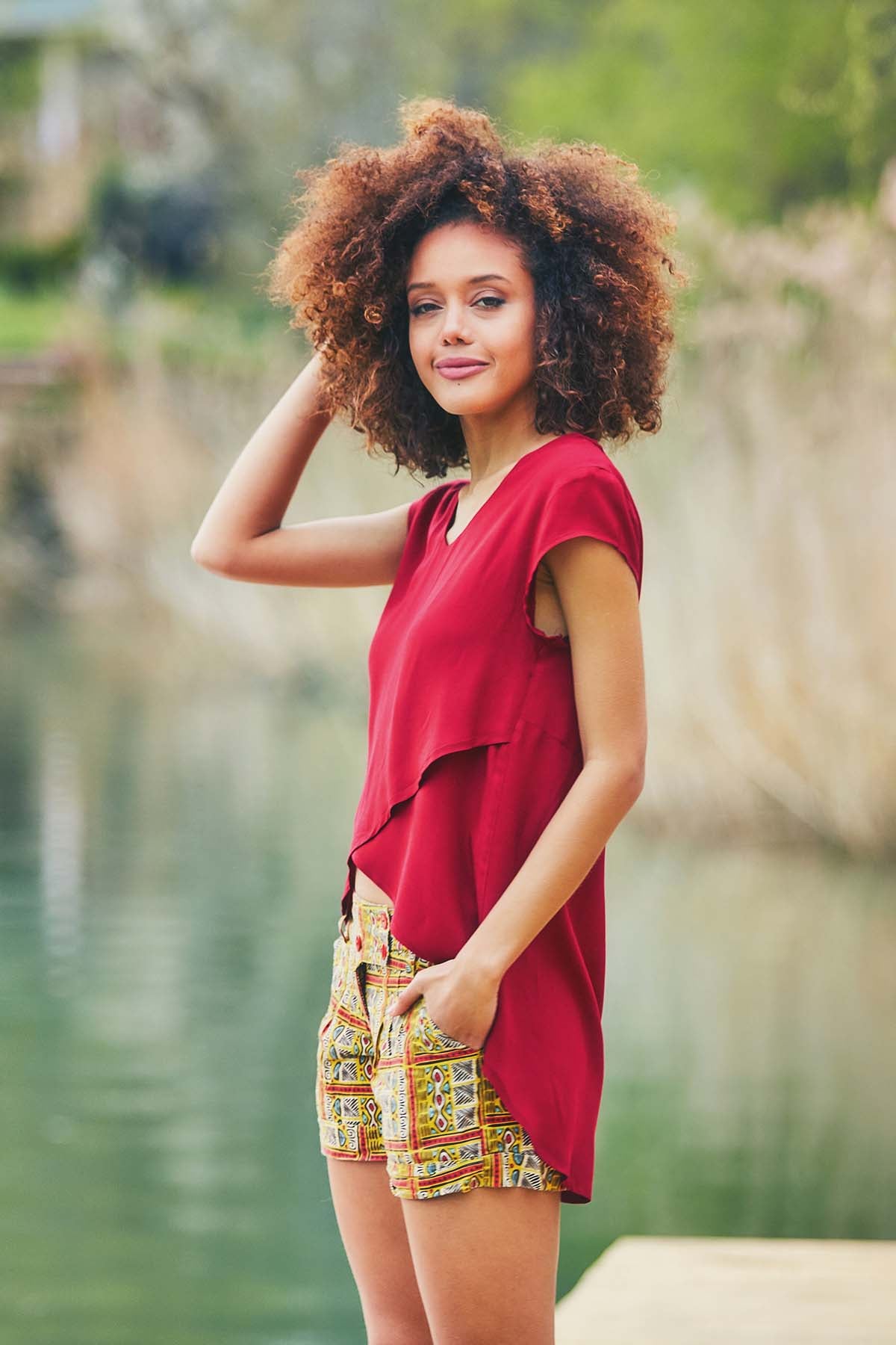 Asymmetric Summer Top Maroon