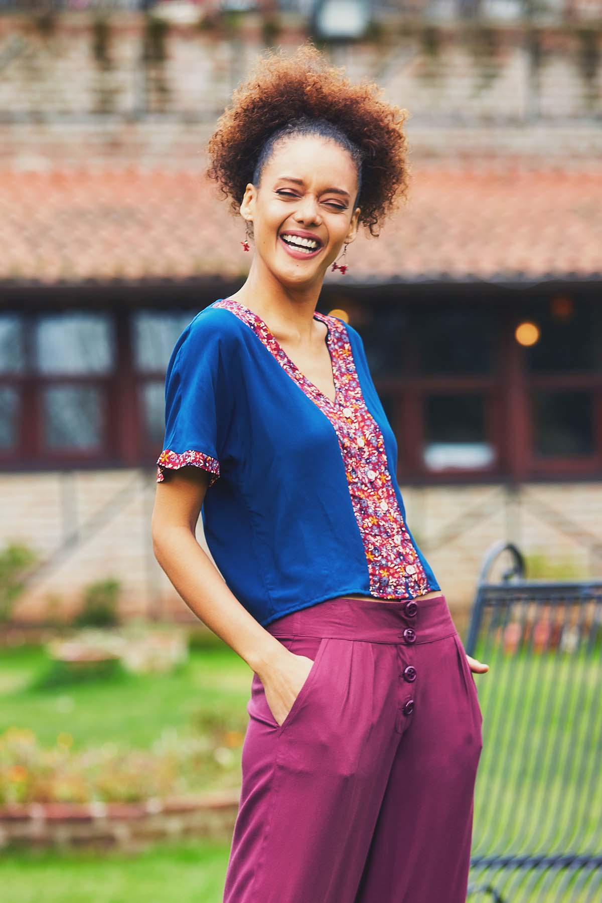 Blue Patched Blouse