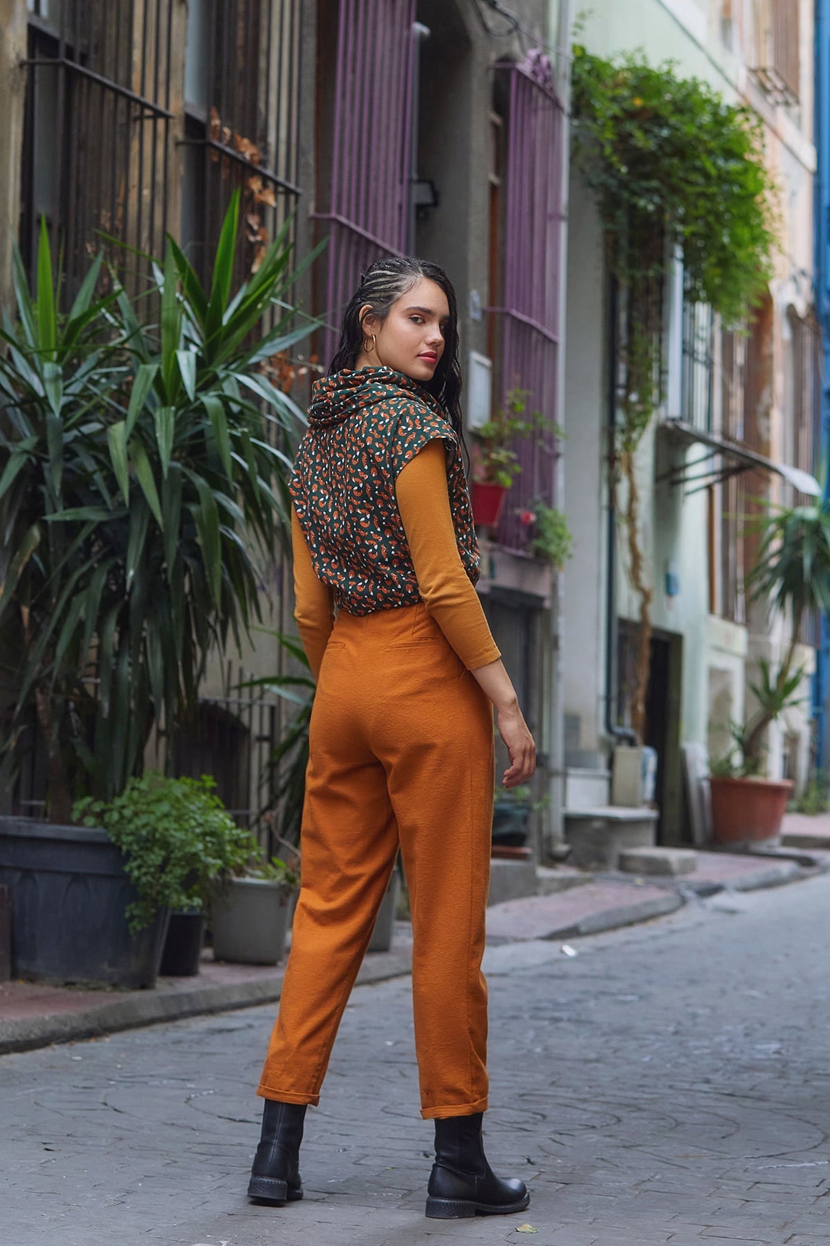 Camel Boho Style High Waist Unisex Cotton Pants