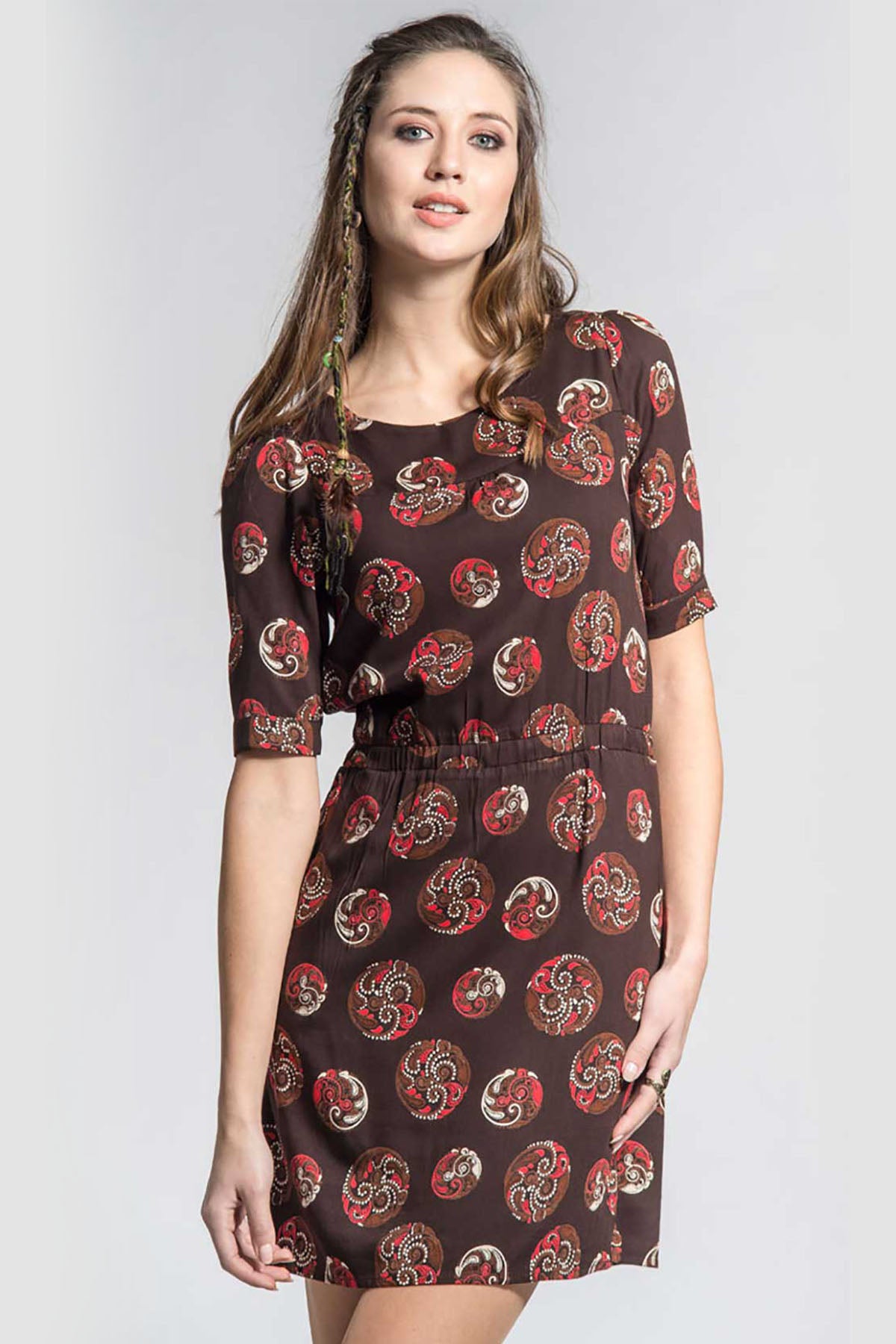 Brown Cocoa Pattern Breeze Dress