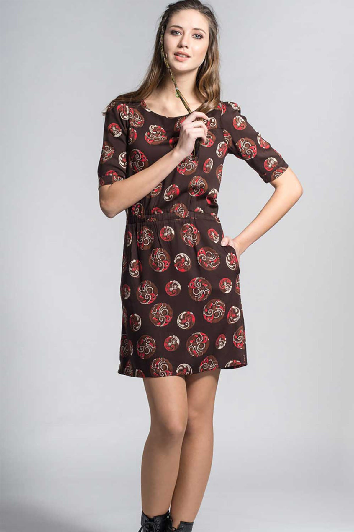 Brown Cocoa Pattern Breeze Dress