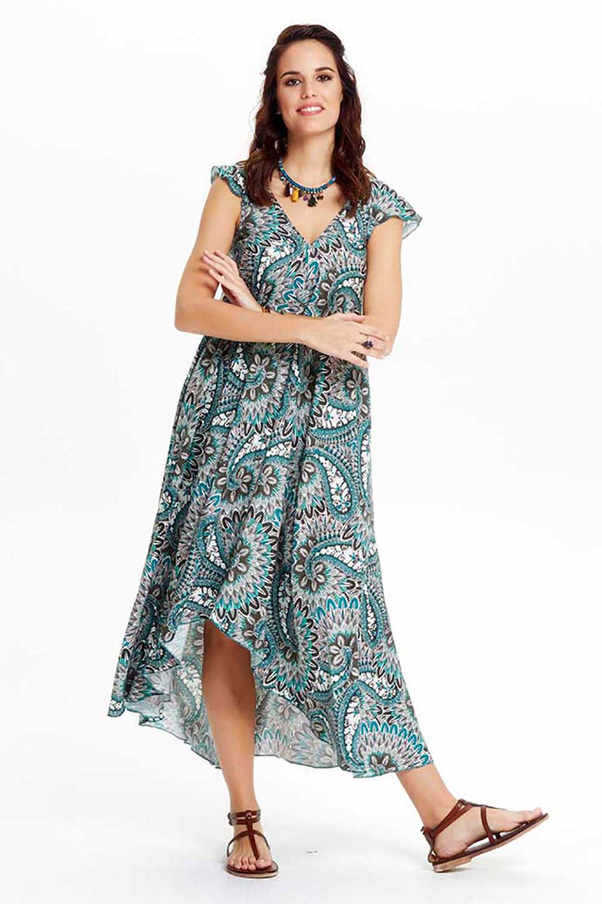 Petrol Panache Flutter Dress