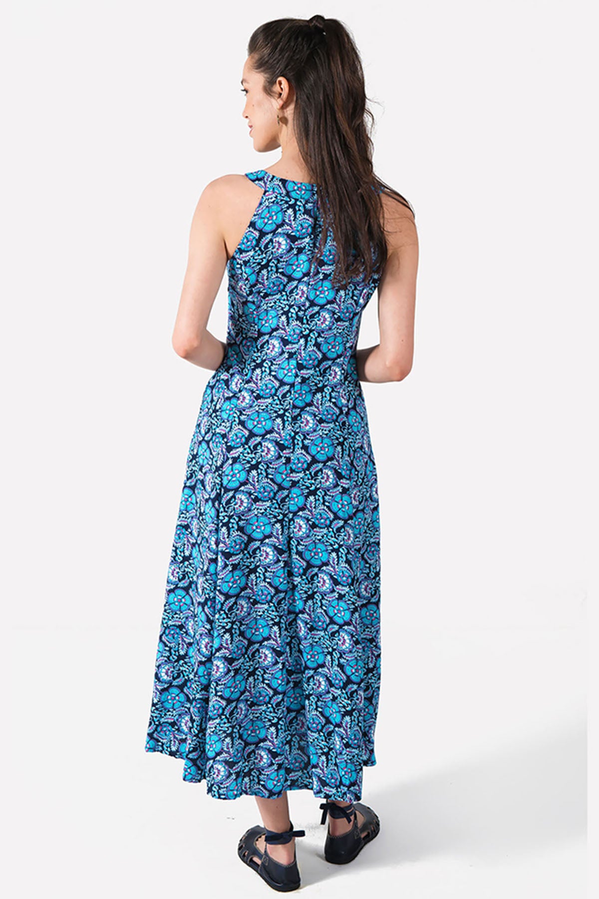 Blue Printed Long Boho Dress