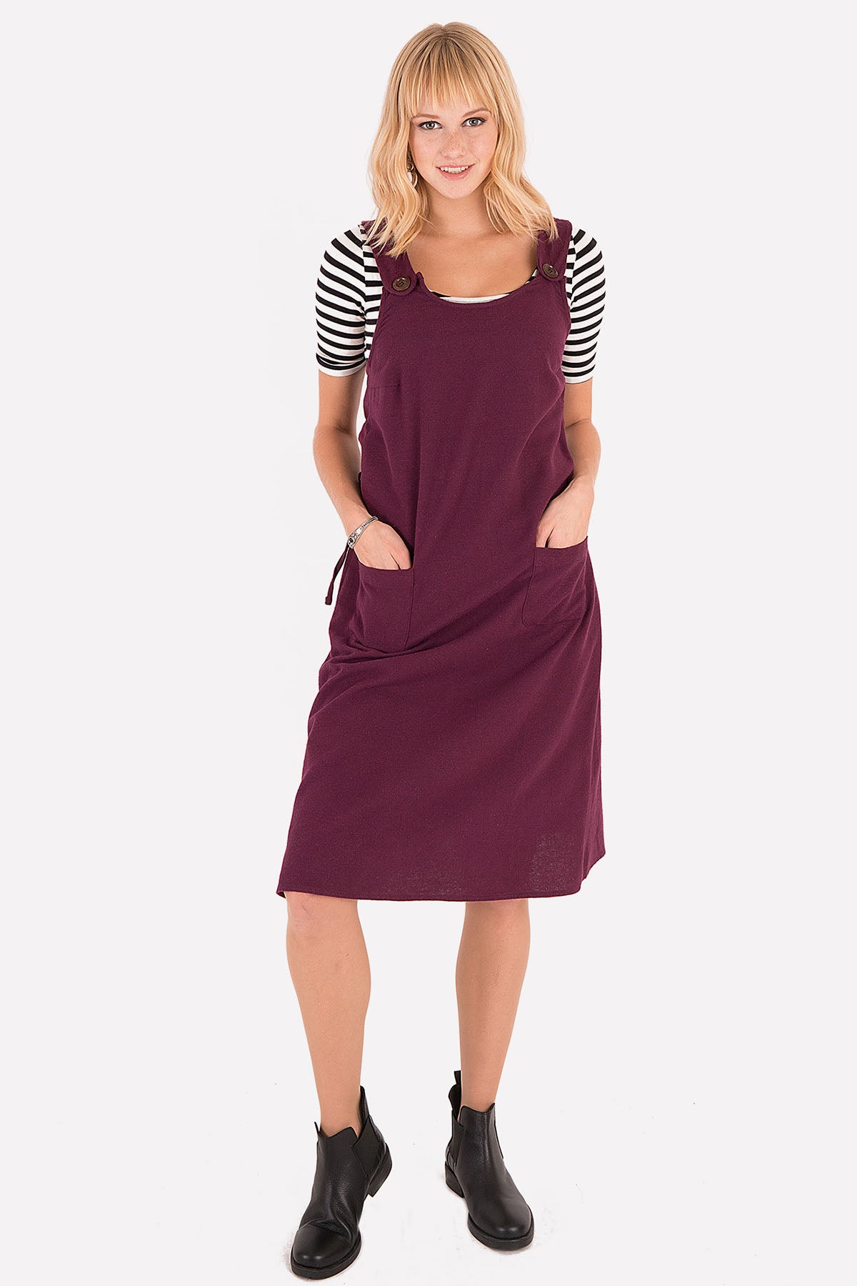 Purple Sleeveless Authentic Midi Dress