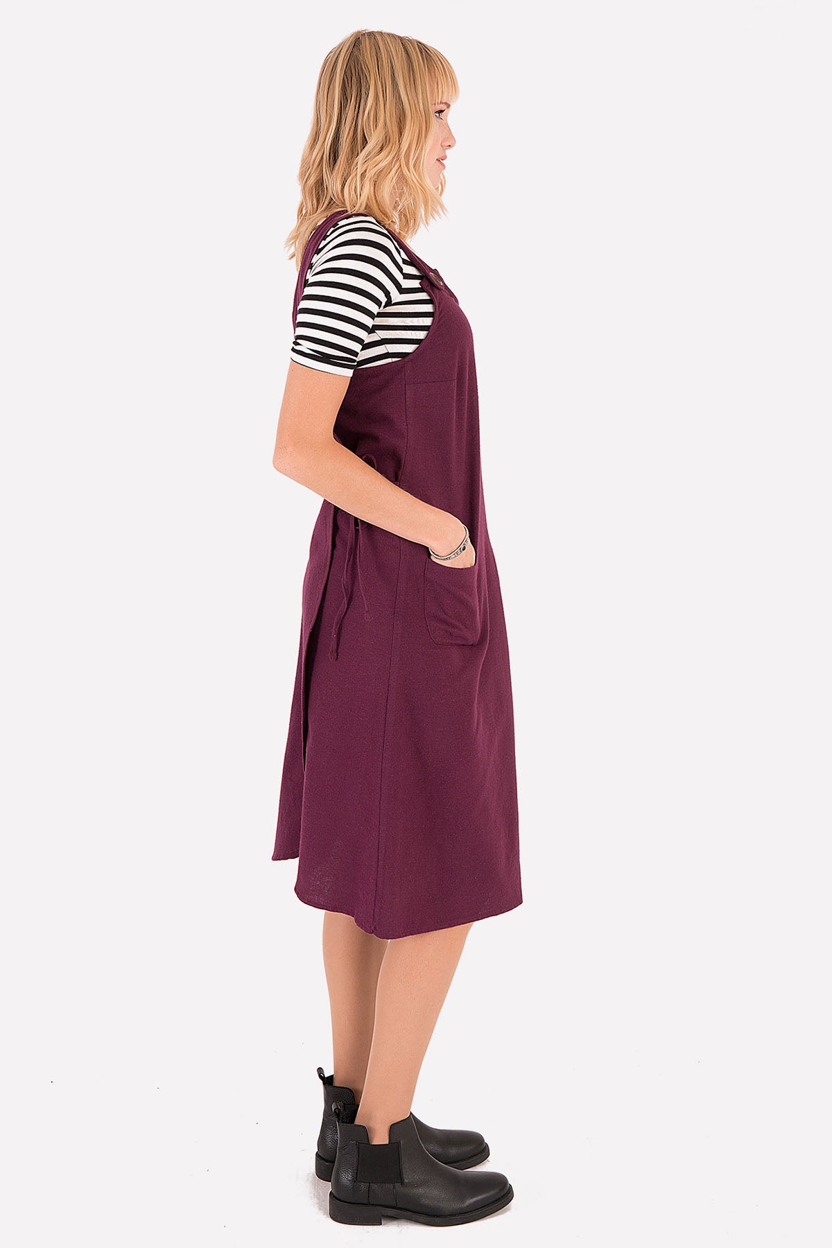 Purple Sleeveless Authentic Midi Dress